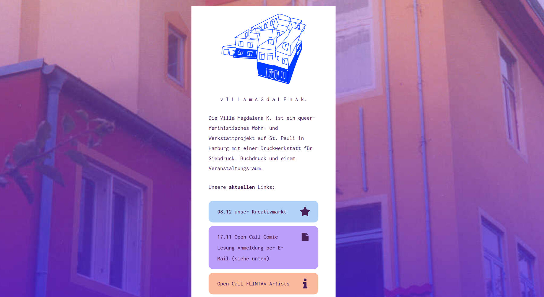 Villa Links Villa Linktree Website Screenshot